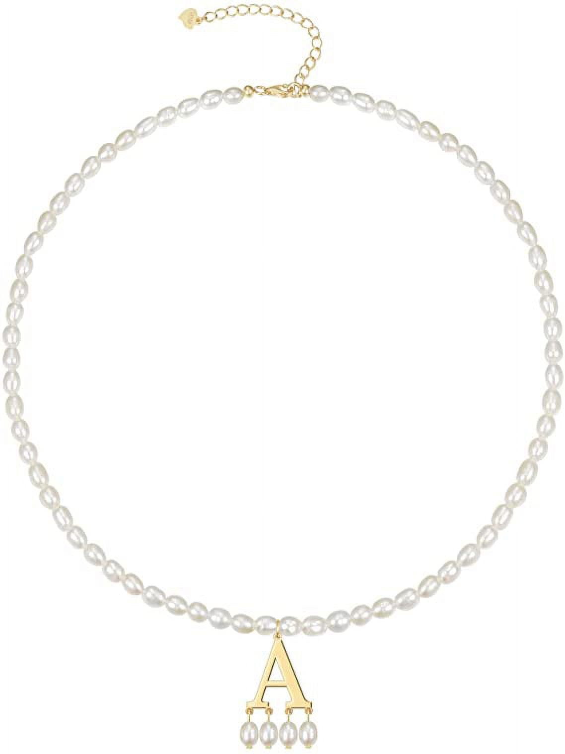 Gold Mother of Pearl Initial Necklace - B ⋆ Amanda Blu and Company